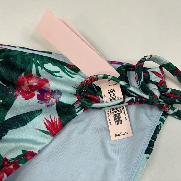 NEW Victorias Secret Size Medium Bikini Bottoms Floral Green Blue Pink 72A #1722 - Picture 6 of 7